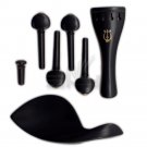Ebony Violin Parts Set 4/4 Size Harp Pattern Tailpiece Endpin Peg Chinrest New