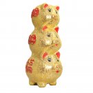 **Holiday Special**Three Lucky Pig Coin Bank(Good Luck Logo, Gold Dust Pattern)