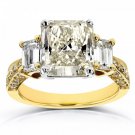 (All Sizes) THREE-STONE RADIANT AND EMERALD DIAMOND ENGAGEMENT RING 5 4/5 CTW IN 18K TWO-TONE GOLD
