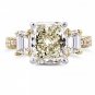 (All Sizes) THREE-STONE RADIANT AND EMERALD DIAMOND ENGAGEMENT RING 5 4/5 CTW IN 18K TWO-TONE GOLD