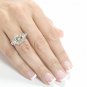 (All Sizes) THREE-STONE RADIANT AND EMERALD DIAMOND ENGAGEMENT RING 5 4/5 CTW IN 18K TWO-TONE GOLD