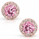 PINK MOISSANITE AND DIAMOND EARRING 2 1/4 CARAT (CTW) IN 14K GOLD