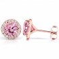 PINK MOISSANITE AND DIAMOND EARRING 2 1/4 CARAT (CTW) IN 14K GOLD