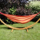 Red, Orange & Yellow Stripes BRAZILIAN STYLE DOUBLE HAMMOCK WITH BAMBOO STAND