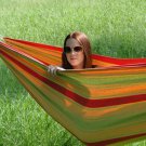 Yellow Green and Red Stripes BRAZILIAN STYLE DOUBLE HAMMOCK WITH BAMBOO STAND