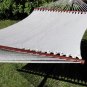 Cream DELUXE POLYESTER ROPE HAMMOCK WITH WICKER STAND