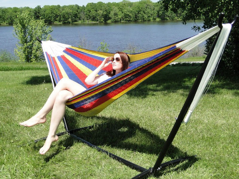 Hot Colors DOUBLE MAYAN HAMMOCK WITH UNIVERSAL STAND