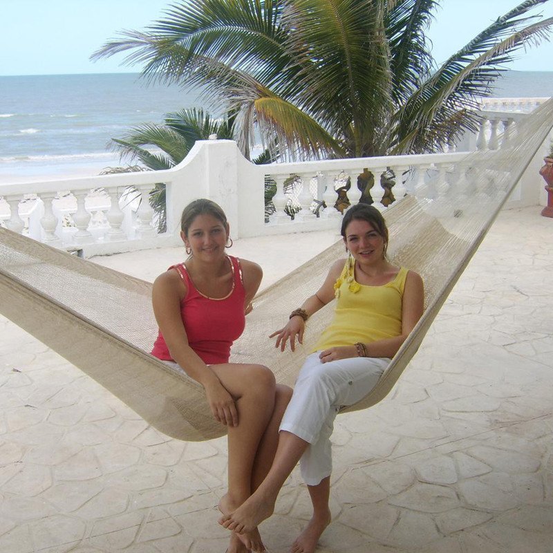 Natural DOUBLE MAYAN HAMMOCK WITH UNIVERSAL STAND