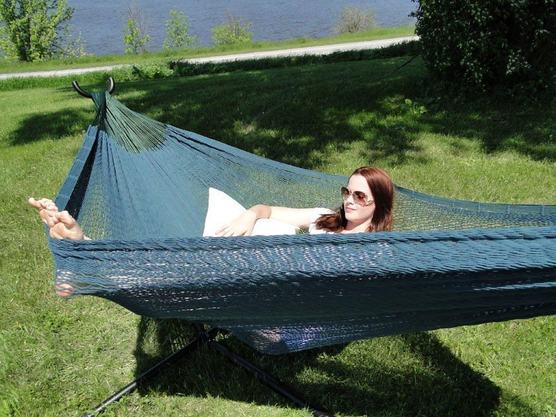 Forest Green XL THICK CORD MAYAN HAMMOCK WITH UNIVERSAL STAND