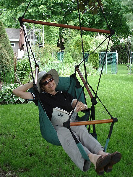 Green ADJUSTABLE HANGING HAMMOCK CHAIR WITH FOOT REST