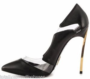 Lust for Life Dreamz Black Leather Translucent Pointy Toe Pump Shoe 9