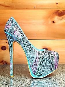 Alba Yang 25 Mint Multi Color Rhinestone Platform Pump Shoe Sizes 10 8.5 6