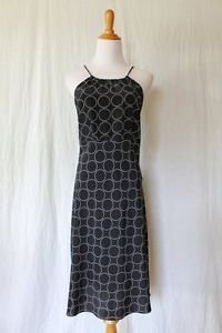 NY&Co Black & White Circle Print Mid-Calf Spaghetti Strap Dress Sundress 2 NEW