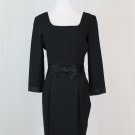 Vintage LAURA ASHLEY Black Wool Blend Square neck 3/4 sleeve Cocktail Dress 6