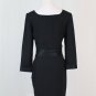 Vintage LAURA ASHLEY Black Wool Blend Square neck 3/4 sleeve Cocktail Dress 6
