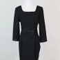 Vintage LAURA ASHLEY Black Wool Blend Square neck 3/4 sleeve Cocktail Dress 6
