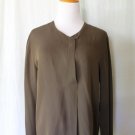 Vintage Calvin Klein Collection Minimalist Silk Blouse Long Sleeve Brown 8 M