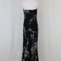 David Meister Black and White Silk Chiffon Strapless Maxi Dress Gown 6 Small