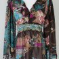 BLUEMARINE Embellished Silk Chiffon Long Sleeved Below the Knee Dress 42 S