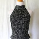 ADRIANNA PAPELL Beaded Black Silk 1920's 30's Deco Style Bodice Corset Top small