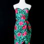 Vintage AJ Bari Red Rose Print Tailored Strapless Dress CRUISE Approved! Small 8