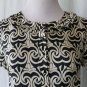 Banana Republic Navy & Cream Optical Print Silk Blend Ruffled Shift Dress XS