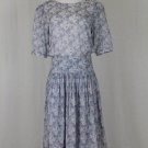 Vintage Liberty London Dress Pastel Floral Print 1920's Inspired Mid Calf Day Dress S
