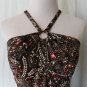 Ann Taylor LOFT Dress TIKI Floral Jersey Keyhole Front Cross Back Halter 2 New