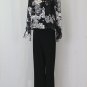 Joseph Ribkoff Floral Print Sheer Silk Illusion & Black Matte Jersey Jumpsuit 6