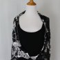 Joseph Ribkoff Floral Print Sheer Silk Illusion & Black Matte Jersey Jumpsuit 6