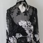Joseph Ribkoff Floral Print Sheer Silk Illusion & Black Matte Jersey Jumpsuit 6