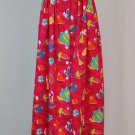Vintage F.L. Malik Red Tea Teapots Novelty Print Button Front Maxi Skirt 6