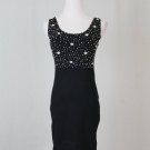 Vintage MISS SELFRIDGE 90's Seashells Beaded Black Cotton Bodycon Tank Dress M/L