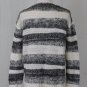 Cynthia Rowley Gray & White Stripe Fuzzy Mohair Blend Boyfriend Sweater Medium