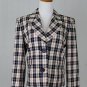 YSL Yves St Laurent Rive Gauche Cream & Navy Plaid Wool Silk Blend Jacket 40 10
