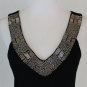 CYNTHIA ROWLEY Silver & Gold Beaded Black Jersey Sleeveless Evening Top S NWOT