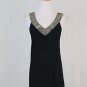 CYNTHIA ROWLEY Silver & Gold Beaded Black Jersey Sleeveless Evening Top S NWOT
