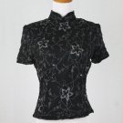 Vintage Papell Boutique 1940's Style Beaded & Sequined Silk Short Sleeve Top S