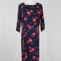 Vintage 1930's Rose Print Dress Navy Blue and Red Mint Condition Medium Large