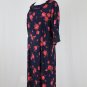 Vintage 1930's Rose Print Dress Navy Blue and Red Mint Condition Medium Large