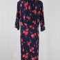 Vintage 1930's Rose Print Dress Navy Blue and Red Mint Condition Medium Large