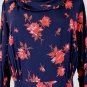 Vintage 1930's Rose Print Dress Navy Blue and Red Mint Condition Medium Large