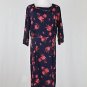 Vintage 1930's Rose Print Dress Navy Blue and Red Mint Condition Medium Large