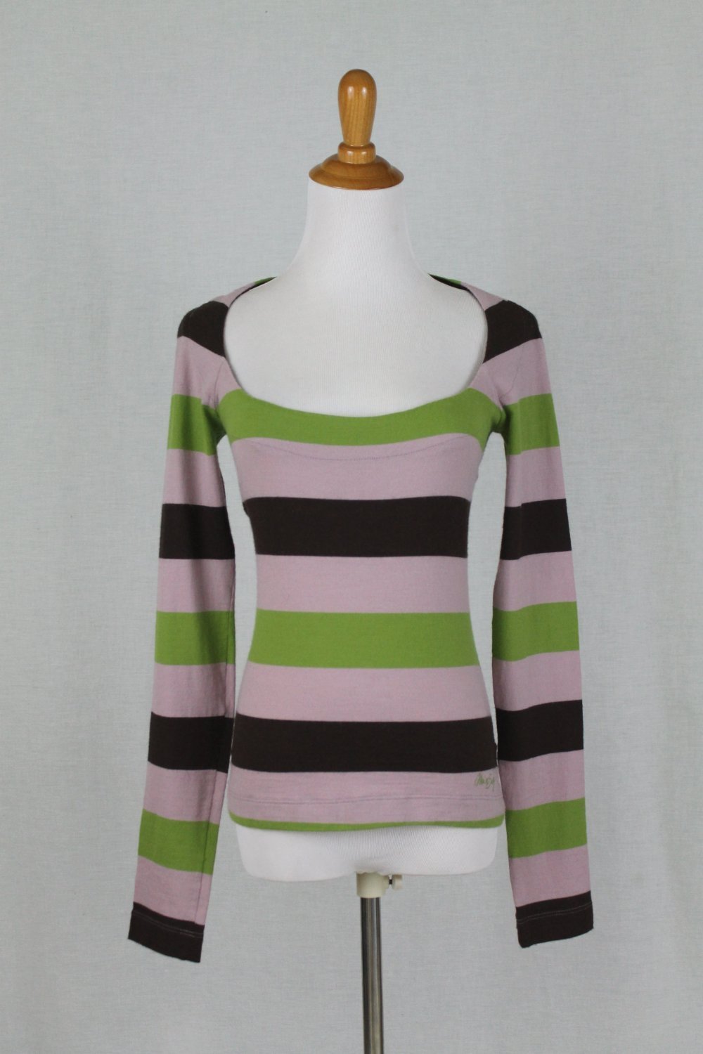 Miss Sixty Striped Wool Blend Scoop Neck Long Sleeve Sweater Made in Italy M