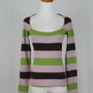 Miss Sixty Striped Wool Blend Scoop Neck Long Sleeve Sweater Made in Italy M