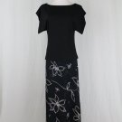 CHACOK Black & White Floral Long Midi Skirt & Top Dress Made in France  S T-1
