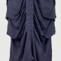 Mina Stone New York Navy Blue Sleeveless Silk Draped and Shirred Dress S