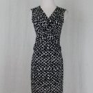 Ann Taylor Black & White Spotted Jersey Sleeveless V-Neck Summer Dress NEW XS