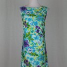 Vintage Roberta Lynn Hollywood 1960's Blue Floral Cotton Dress S New Condition