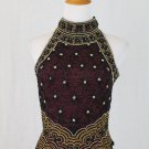 ADRIANNA PAPELL Beaded Red & Black Silk 20's 30's Deco Style Bodice Corset Top 4